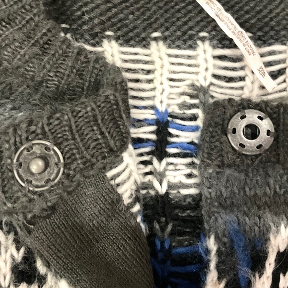 Free People Fair Isle Mohair Wool Blend Snap Button Cardigan Sweater Sz Xtra Sm - Picture 8 of 9